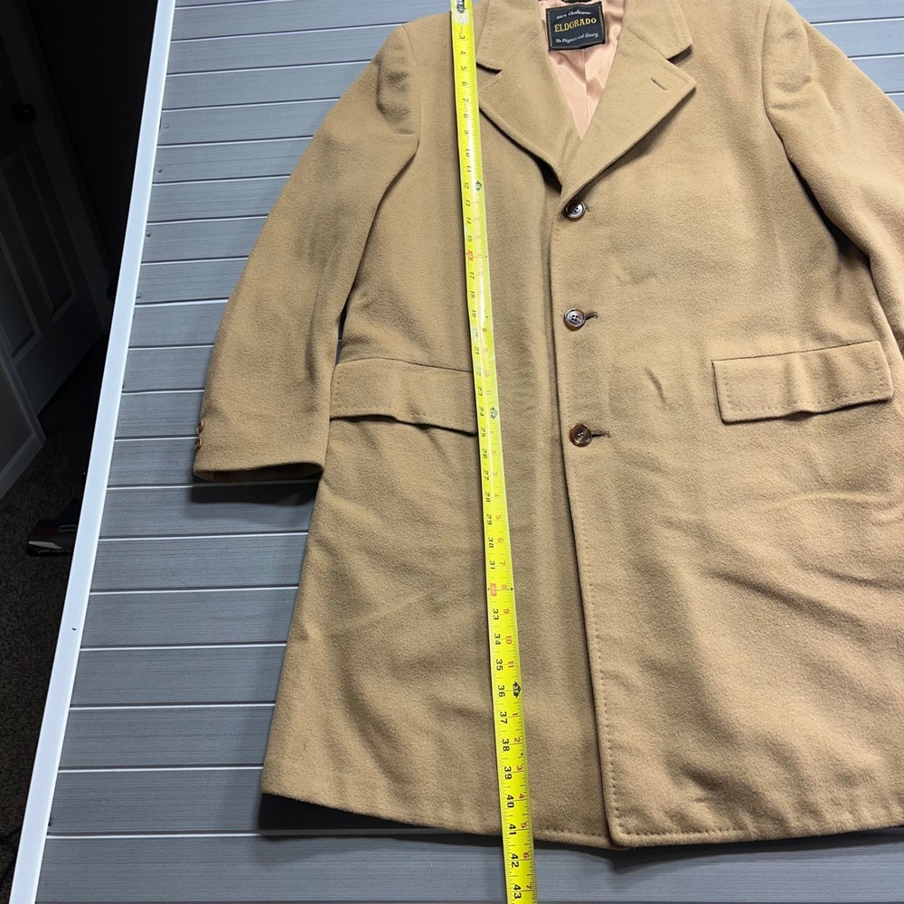 Vintage 100% Cashmere ELDORADO‎ Overcoat Camel Tan Luxury Elegance Mens - Picture 2 of 14